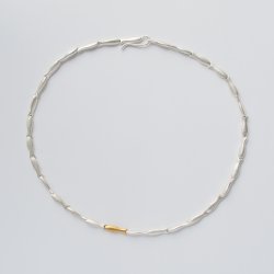 necklace small fish, Silver and 18k Gold
