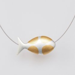 pendant Mondfisch, Silver goldplated dots