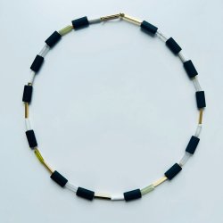 necklace Onyx1  silver plated, onyx marble fluorit quartz