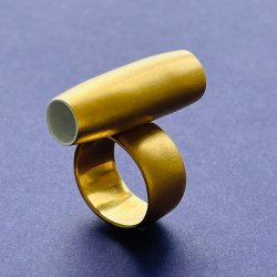 ring silver plated white enamel