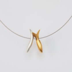 Anhänger Taucherpaar, Sterlingsilber teilweise goldplattiert