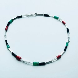 Kette Onyx5 Sterlingsilber Onyx Koralle Bergkristall Chrysopras 